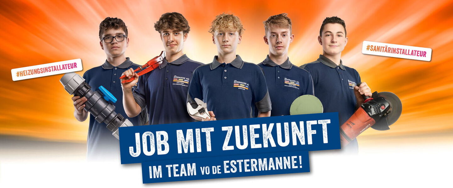 Lehrstellenaufforderung mit jungen Berufsleuten für Lehrstellensuche bei Gebr. Estermann AG in Rain