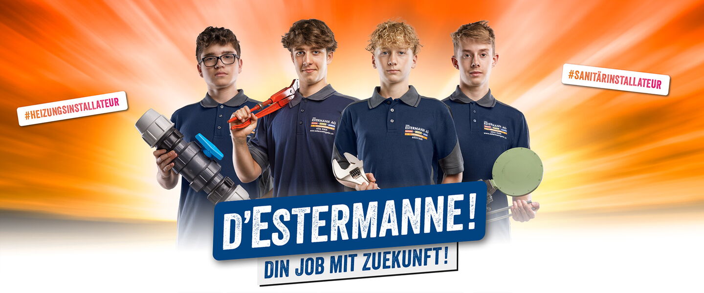 Lehrstellenaufforderung mit jungen Berufsleuten für Lehrstellensuche bei Gebr. Estermann AG in Rain