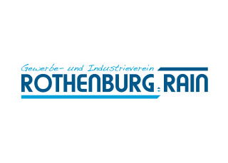 Blaues typografisches Logo des Gewerbe und Industrievereins Rothenburg/Rain